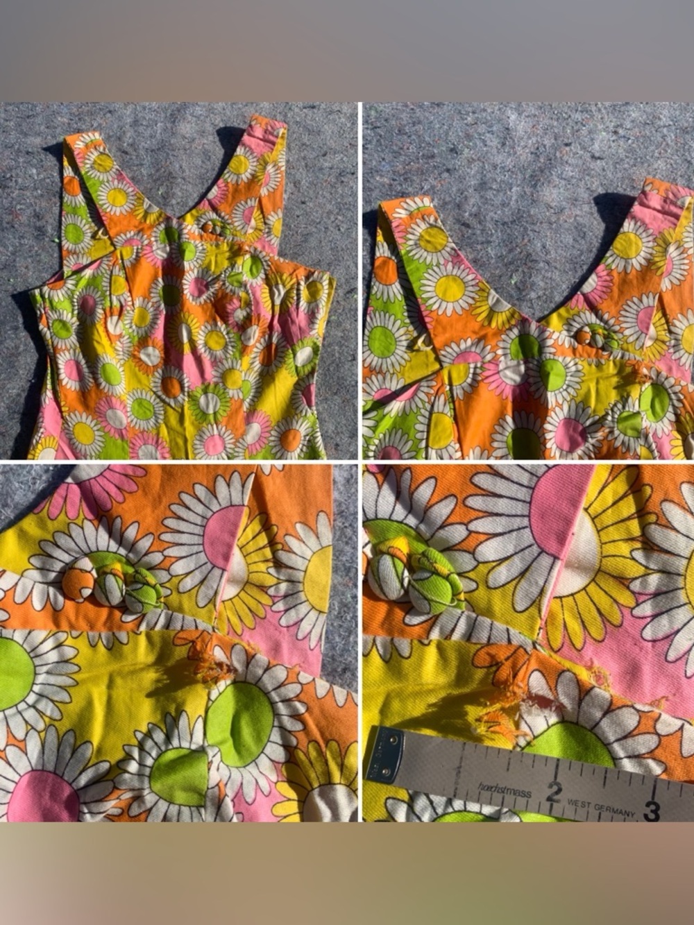 Insanely good vintage 60s 70s mod neon bright floral cotton casual party dress - Picture 7 of 16